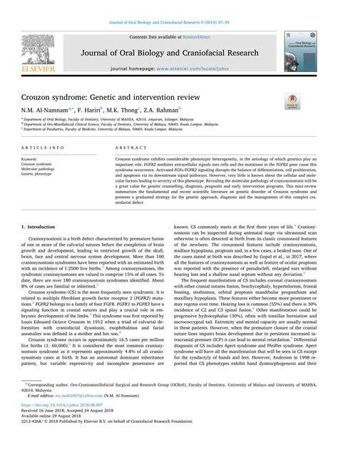 Crouzon syndrome: Genetic and intervention review .